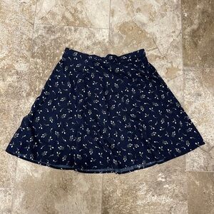 TR Bentley Navy Blue Delicate Vintage Floral A-line Skirt